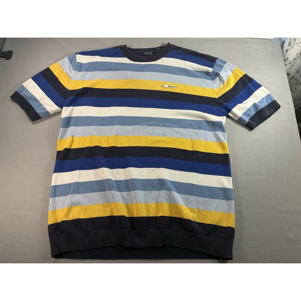 Enyce Striped Knit Sweater Shirt Mens XXXL Short Sleeve Streetware BigTall Retro